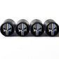 Punisher Police Blue Line Tire Valve Caps - Black Aluminum - Set of 4