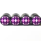 Purple Argyle Tire Valve Stem Caps - Black Aluminum - Set of Four