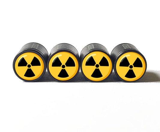 Radiation Emoji Tire Valve Stem Caps - Black Aluminum - Set of Four