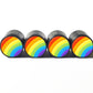 Rainbow Emoji Tire Valve Caps - Black Aluminum - Set of Four