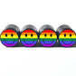 Rainbow Happy Face Tire Valve Caps - Black Aluminum - Set of Four