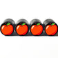 Red Apple Emoji Tire Valve Stem Caps - Black Aluminum - Set of Four