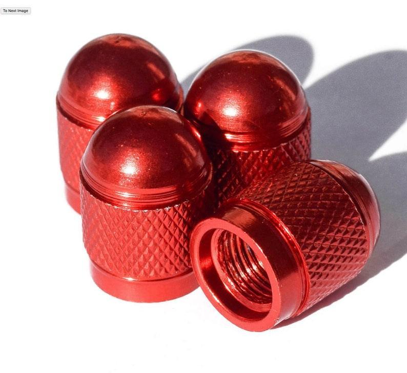 Red Dome Aluminum Tire Valve Stem Caps - Universal