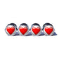 Red Heart Emoji Tire Valve Stem Caps - Chrome Coated - Set of Four