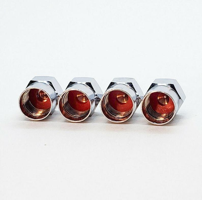Red N2 Nitrogen Tire Valve Stem Caps - Chrome Coated - Type 1