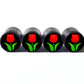 Red Rose Flower Emoji Tire Valve Caps - Black Aluminum - Set of Four