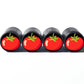 Red Tomato Emoji Tire Valve Caps - Black Aluminum - Set of Four