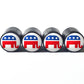 Republican Party GOP Tire Valve Caps - Black Aluminum - Set of Four