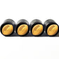 Rugby Ball Emoji Tire Valve Caps - Black Aluminum - Set of Four