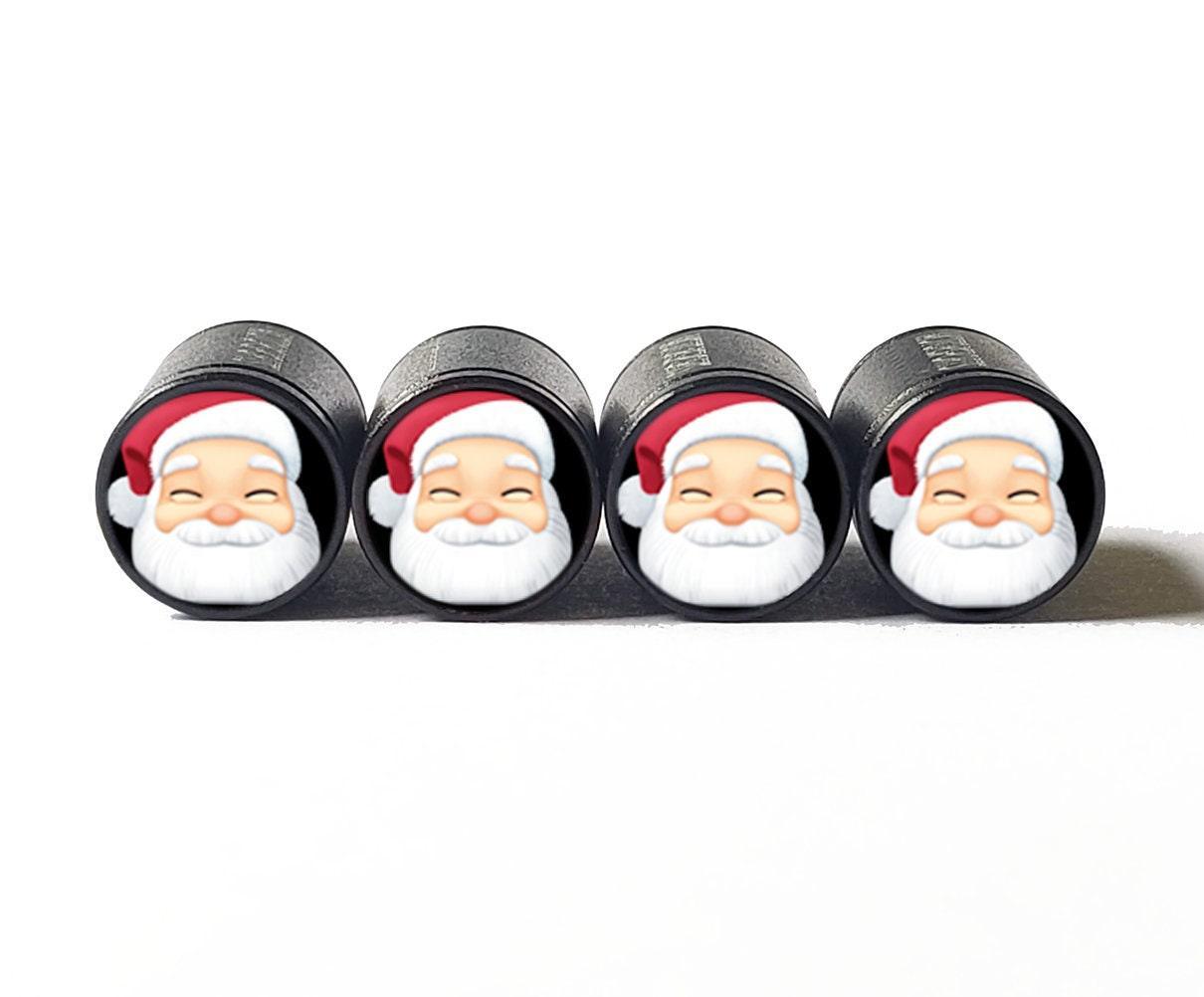 Santa Claus Christmas Emoji Tire Valve Caps - Aluminum - Set of Four