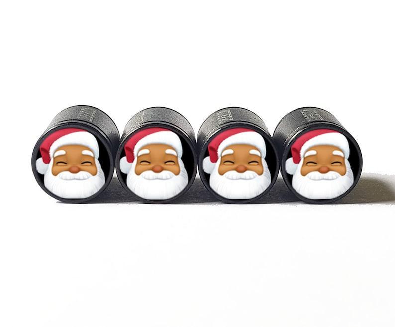 Santa Claus Christmas Emoji Tire Valve Caps - Aluminum - Set of Four