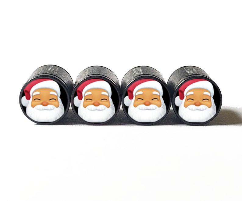 Santa Claus Christmas Emoji Tire Valve Caps - Aluminum - Set of Four