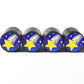 Shooting Star Emoji Tire Valve Caps - Black Aluminum - Set of Four