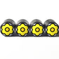 Simple Yellow Flower Emoji Tire Valve Caps - Black Aluminum - Set of 4