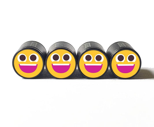 Smiling Happy Face Emoji (Style 2) Tire Valve Caps - Set of Four