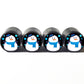 Snowman Emoji Tire Valve Stem Caps - Black Aluminum - Set of Four