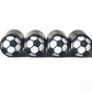 Soccer Ball Emoji Tire Valve Caps - Black Aluminum - Set of Four