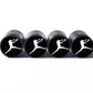 Softball Pitcher (Black and White) Tire Valve Stem Caps - Black Aluminum - Set of Four