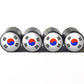 South Korea Flag Tire Valve Stem Caps - Black Aluminum - Set of Four