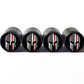 Spartan Firefighter Red Line Tire Valve Caps - Black Aluminum - Set of Four