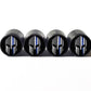 Spartan Police Blue Line Tire Valve Caps - Black Aluminum - Set of 4