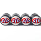 STP Oil Logo Tire Valve Caps - Black Aluminum - Set of Four