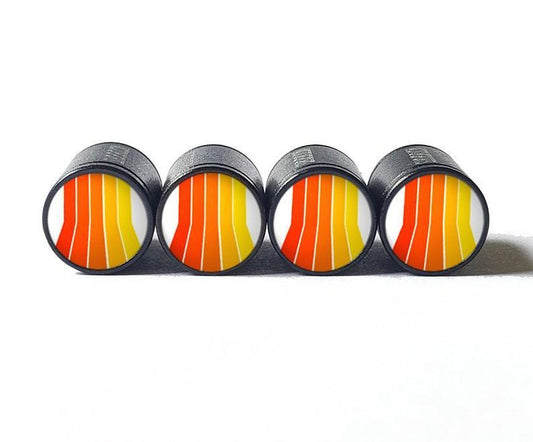 Stripe Design (Style 6) Tire Valve Caps - Black Aluminum - Set of Four