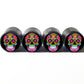 Sugar Skull (Style 1) Tire Valve Caps - Black Aluminum - Set of Four