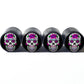 Sugar Skull (Style 10) Tire Valve Caps - Black Aluminum - Set of Four