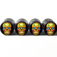 Sugar Skull (Style 3) Tire Valve Caps - Black Aluminum - Set of Four