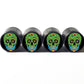 Sugar Skull (Style 5) Tire Valve Caps - Black Aluminum - Set of Four