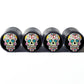 Sugar Skull (Style 6) Tire Valve Caps - Black Aluminum - Set of Four