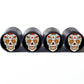 Sugar Skull (Style 7) Tire Valve Caps - Black Aluminum - Set of Four