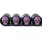 Sugar Skull (Style 9) Tire Valve Caps - Black Aluminum - Set of Four