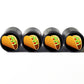 Taco Emoji Tire Valve Caps - Black Aluminum - Set of Four