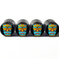 Tiki Head (Style 1) Tire Valve Caps - Black Aluminum - Set of Four