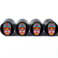 Tiki Head (Style 2) Tire Valve Caps - Black Aluminum - Set of Four