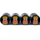 Tiki Head (Style 3) Tire Valve Caps - Black Aluminum - Set of Four