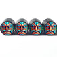 Tiki Head (Style 5) Tire Valve Caps - Black Aluminum - Set of Four