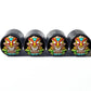 Tiki Head (Style 6) Tire Valve Caps - Black Aluminum - Set of Four