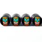 Tiki Head (Style 7) Tire Valve Caps - Black Aluminum - Set of Four - AutoValveCaps