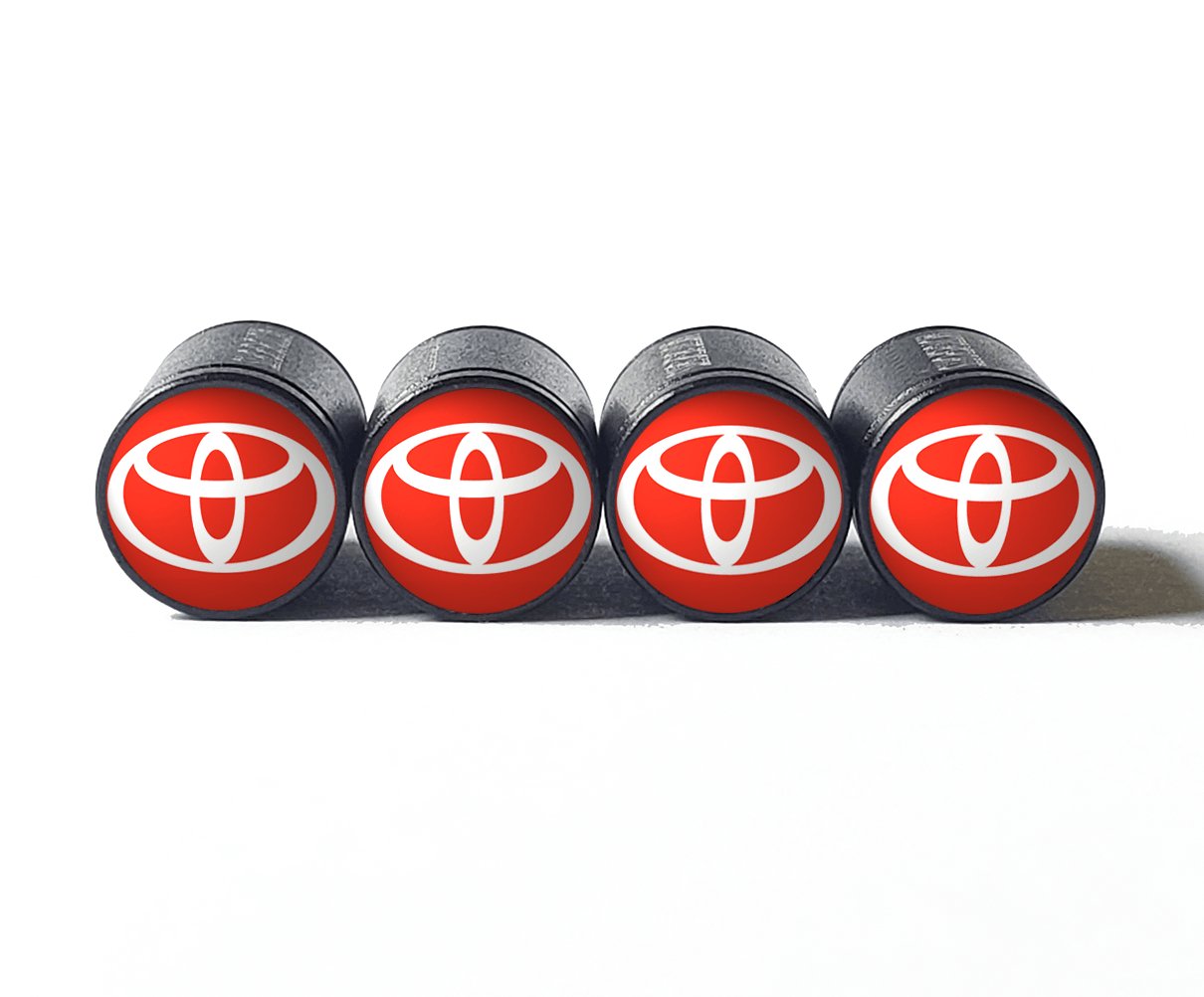 Toyota Logo (Type 1) Tire Valve Caps - Black Aluminum - Set of Four