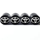 Toyota Logo (Type 2) Tire Valve Caps - Black Aluminum - Set of Four