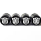 Transformers Tire Valve Caps (White Logo) - Aluminum - Set of Four