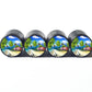 Tropical Beach Paradise Tire Valve Caps - Black Aluminum - Set of Four