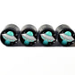 UFO Spaceship Alien Emoji Tire Valve Caps - Black Aluminum - Set of 4