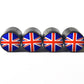 United Kingdom Flag Tire Valve Caps - Black Aluminum - Set of Four