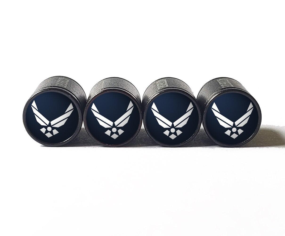 US Air Force Tire Valve Stem Caps - Black Aluminum - Set of Four