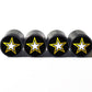 US Army Tire Valve Stem Caps - Black Aluminum - Set of Four