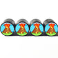 Volcano Eruption Emoji Tire Valve Caps - Black Aluminum - Set of Four